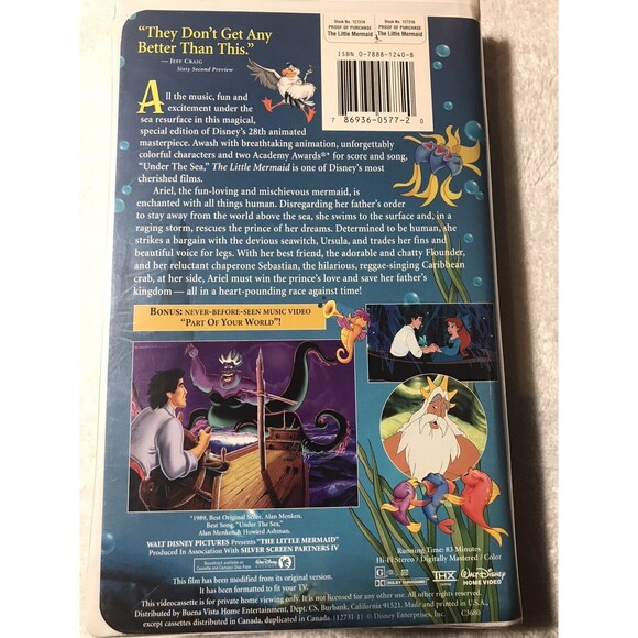 Disney’s The Little Mermaid VHS Tape Masterpiece Edition Special Edition - Picture 2 of 3